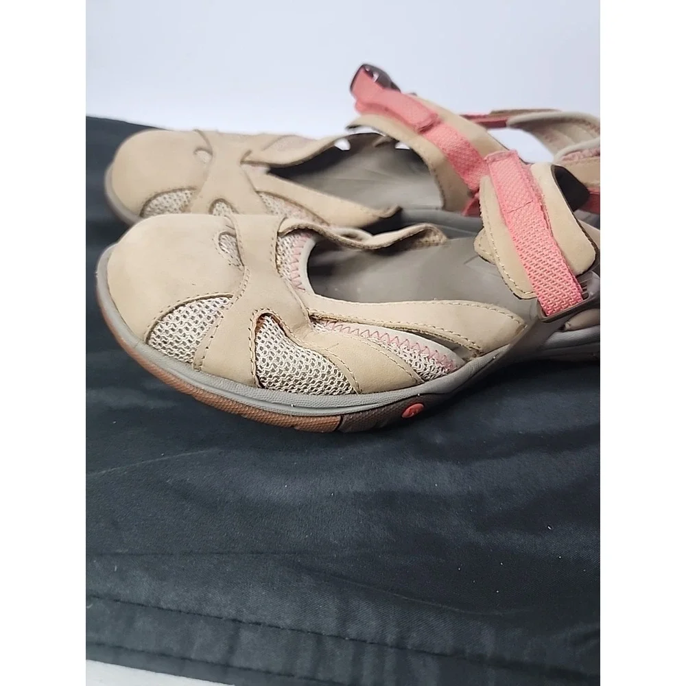 Merrell Leather Mary Janes Shoes Size 10 Brown Pink Mesh Sandals